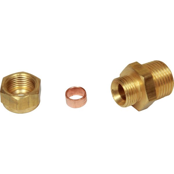 AG Brass Male Stud Coupling 3/8" x 1/2" BSP Taper