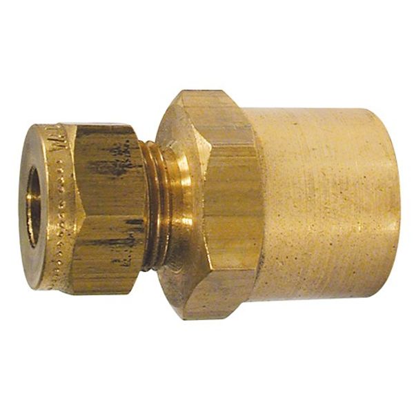 Wade Brass Long Female Stud Coupling 1/2" BSP - 3/8"