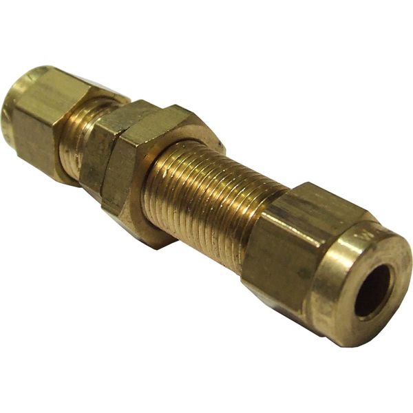 AG Brass Bulkhead Coupling 3/16" Tube 3/8"