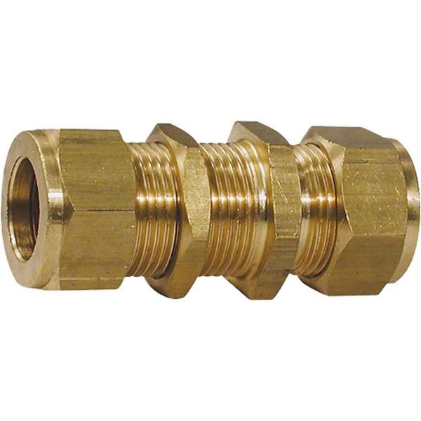 Wade Brass Bulkhead Coupling 1/4" Tube 5/8"