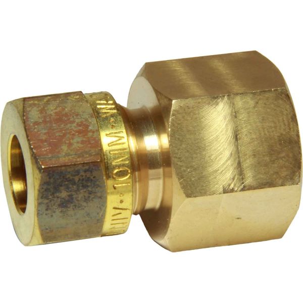 AG Brass Female Stud Coupling 10mm x 3/8" BSP