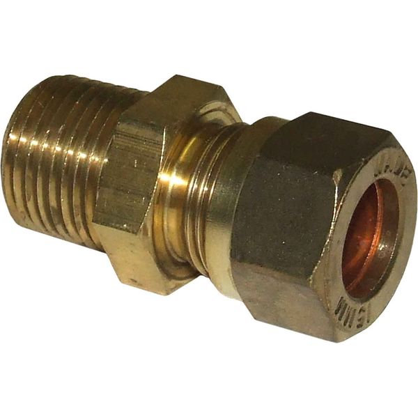 AG Brass Male Stud Coupling 12mm x 3/8" BSP Taper