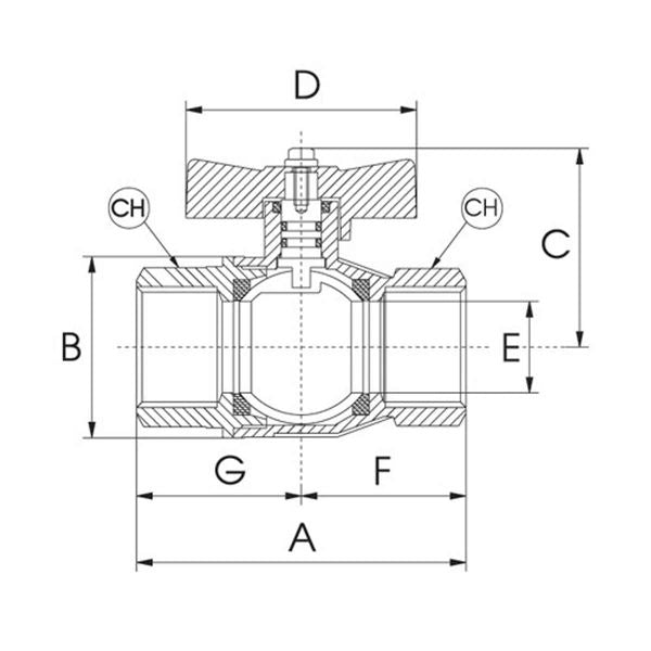 AG Tee Ball Valve with 1/4" BSP Female Ports