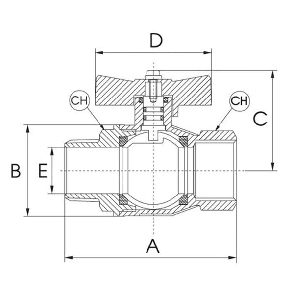 AG Tee Ball Valve 1/4" BSP Female to 1/4" BSP Male Taper