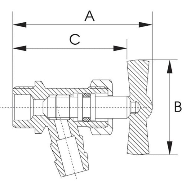 AG Drain Cock 1/4" BSP to 3/8" Hose