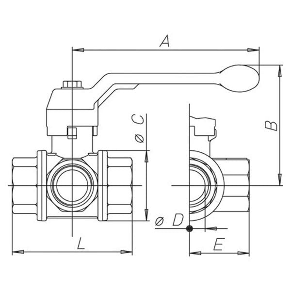 AG L Port Ball Valve LP 1/4" BSP