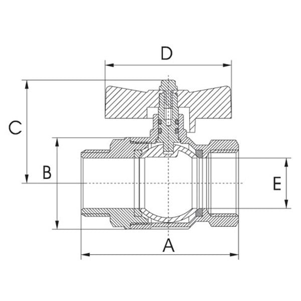 AG Tee Ball Valve PN50 1/4" BSP Female Ports