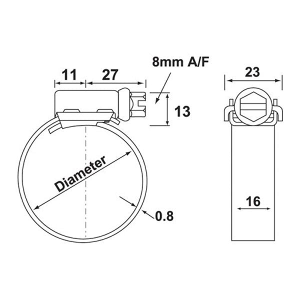 JCS Hi-Torque Hose Clamp Stainless Steel 20-35mm Each