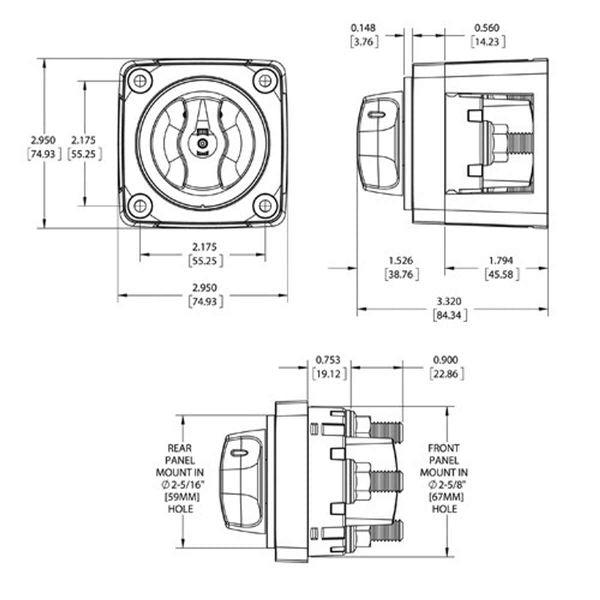 Blue Sea Mini Switch On/Off with Knob 300A (Each)