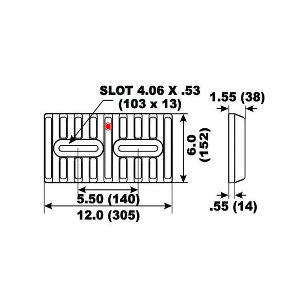 Aluminium Transom Fin Anode 305 x 152 x 38mm