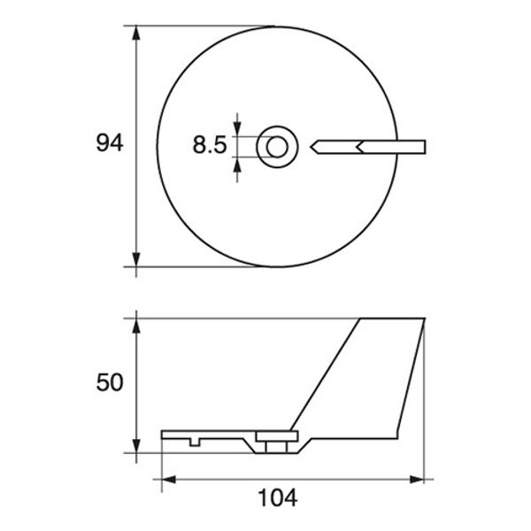 Zinc Fin Anode Mariner 10-50hp/Yamaha 20-30hp/Volvo Fb