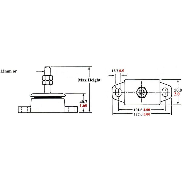 R&D Small Shear Engine Mount 14-41kg