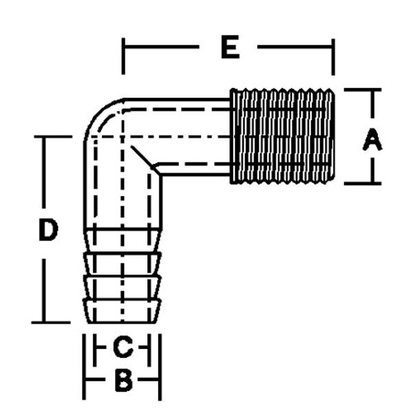 Forespar Union R/A 1/2" BSP Male - 5/8" Hose