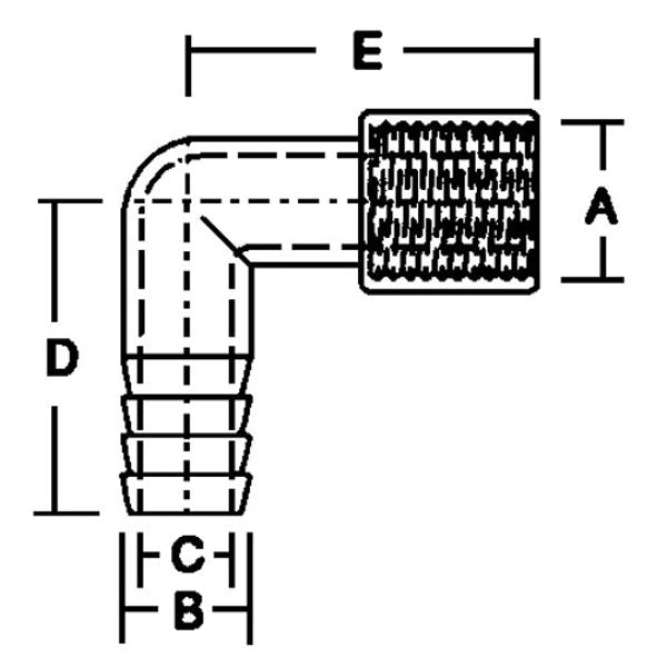 Forespar Union R/A 1/2" BSP Female - 5/8" Hose