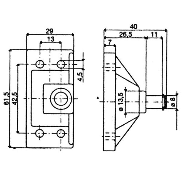 Uflex SP11 Black Gas Spring Bracket Zinc Plated Steel Stud