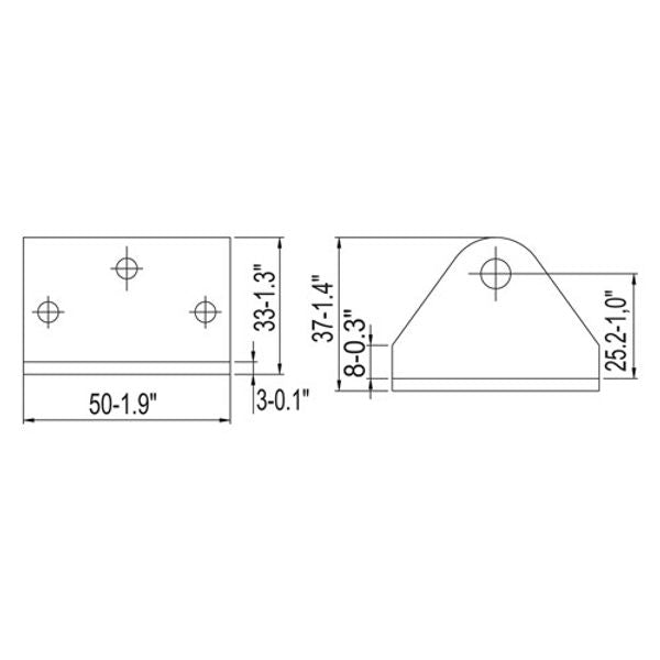 Uflex SI21 Stainless Steel Gas Spring Bent Mount Bracket Forward