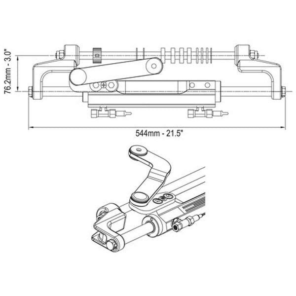 Ultraflex UC128-OBF/3 Outboard Front Mount Hydraulic Cylinder