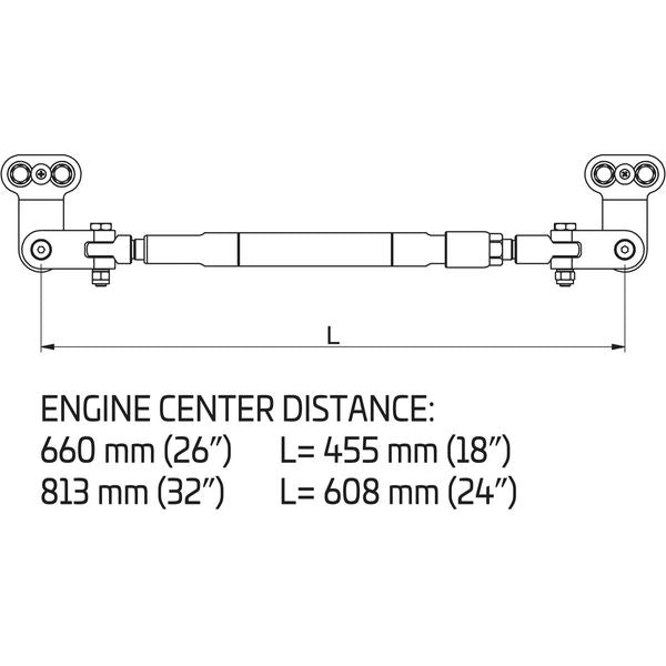 Ultraflex A95-32 Tie Bar for Twin Outboards Suzuki & Honda (66-81cm)