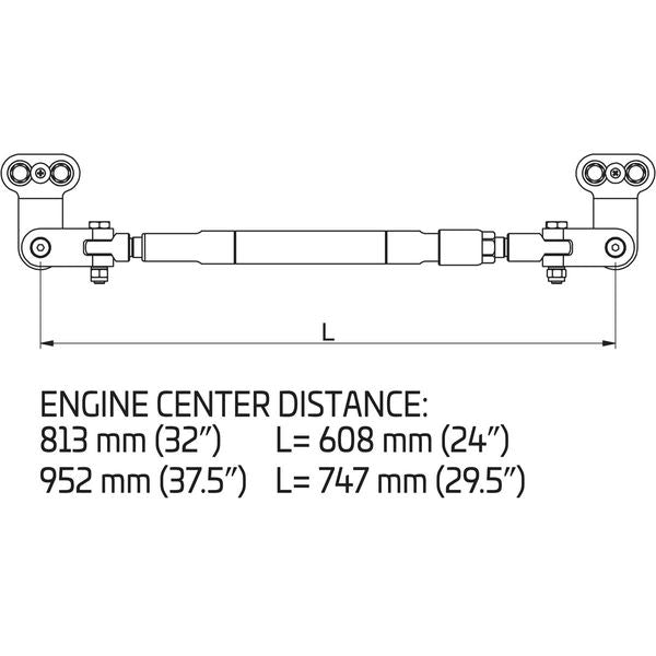 Ultraflex A95-37.5 Tie Bar for Twin Outboards Suzuki & Honda (81-95cm)