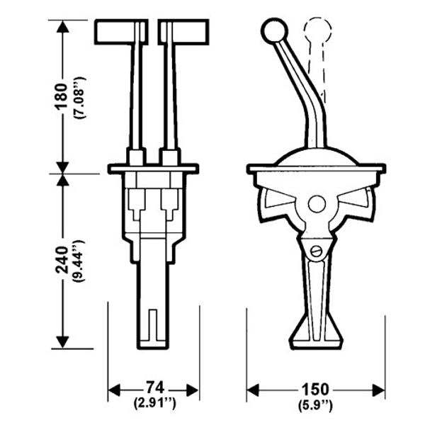 Ultraflex Two Bent Lever Control Throttle and Gear