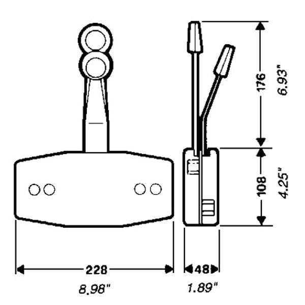 Ultraflex Two Lever Outboard Control Surface Mount Grey