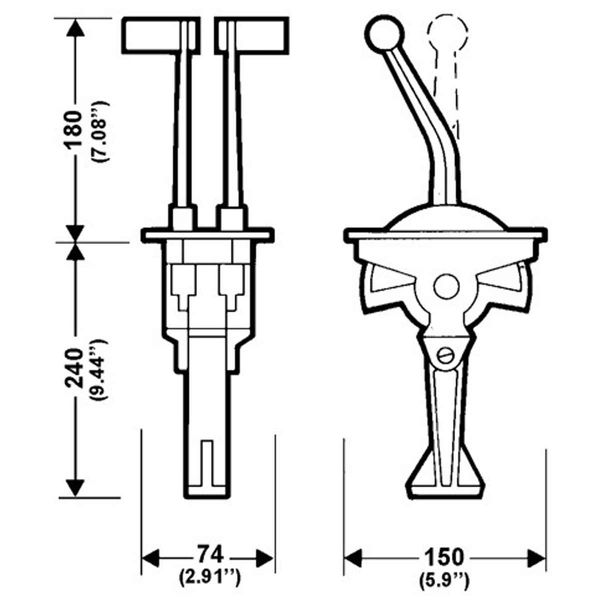 Ultraflex Two Straight Lever Control for Throttle and Gear