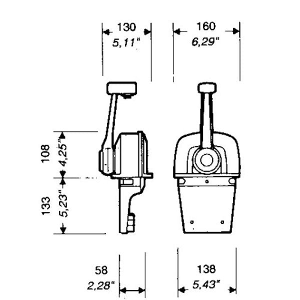 Ultraflex B65 Single Lever Top Mount Control Chrome (Inboard)