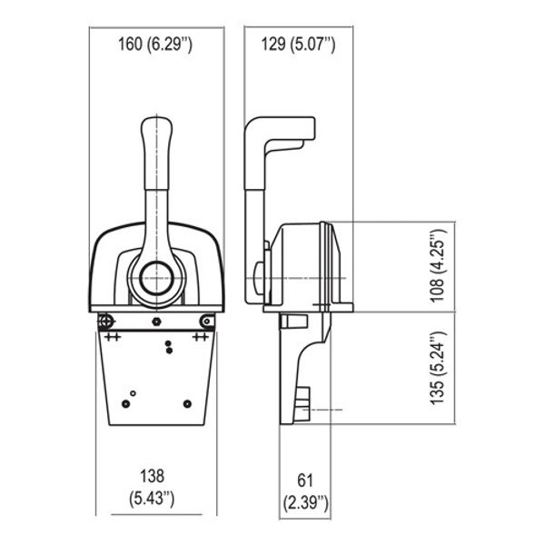 Ultraflex B665 Single Lever Top Mount Control Chrome