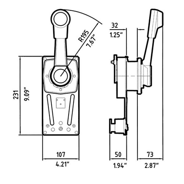 Ultraflex Single Lever Sail Boat Side Mount Control Black