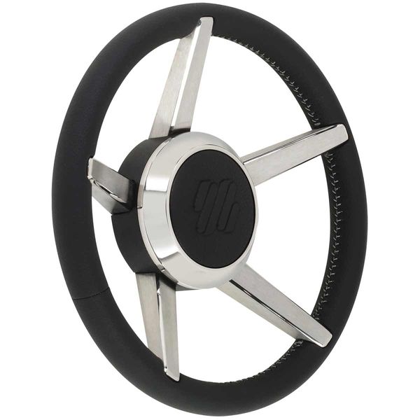 Ultraflex Stainless Steel Steering Wheel (Black Rim / 350mm / Hub)