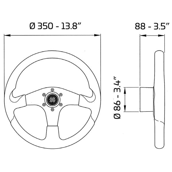 Ultraflex Corsica B Steering Wheel with Hub (350mm / Briar)