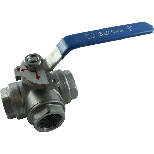 Osculati Stainless Steel T Port Valve (3/4" BSP Female Ports)