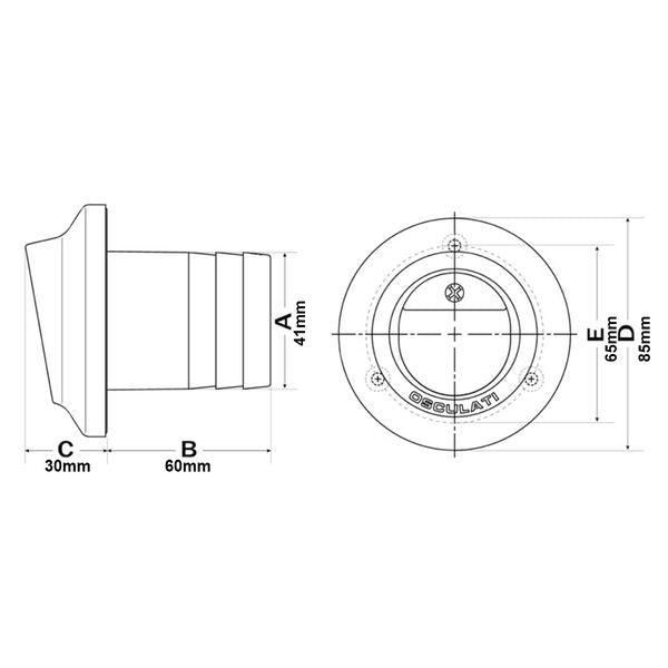 Osculati Technopolymer Exhaust Outlet With Flap (40mm)