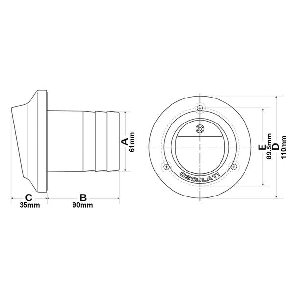 Osculati Technopolymer Exhaust Outlet With Flap (60mm)