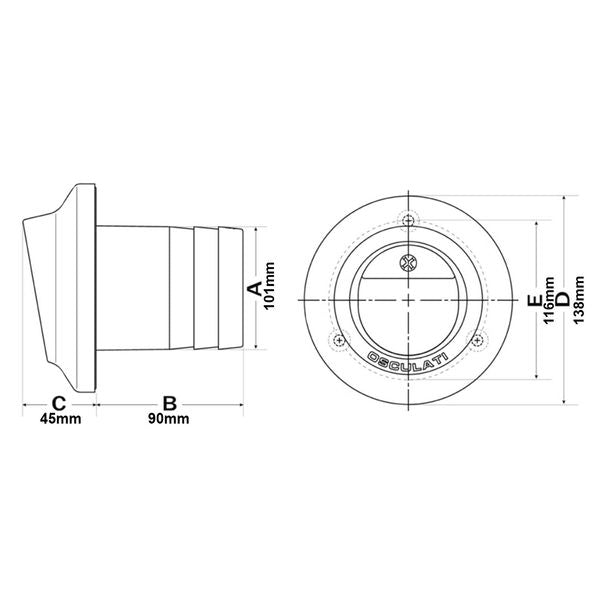 Osculati Technopolymer Exhaust Outlet With Flap (100mm)