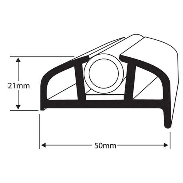 Wilks PVC 168 Fender Lipped (50 x 21mm x 10m / Black)