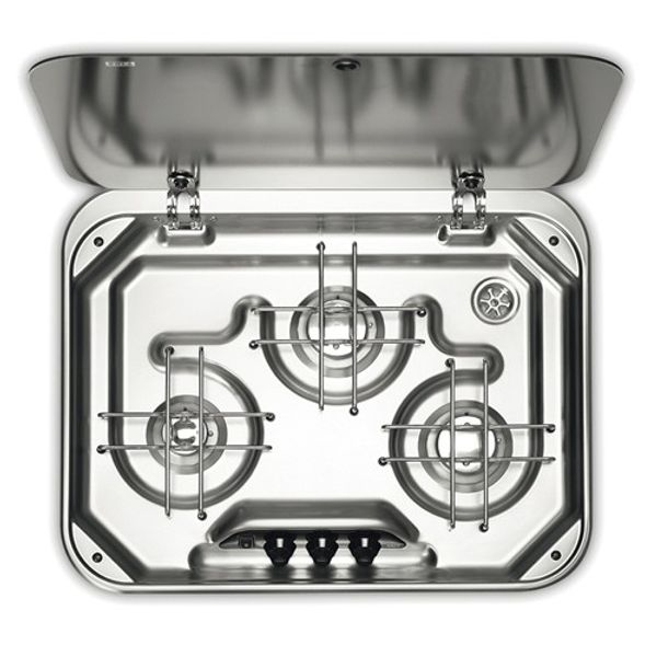 Dometic PI8063M 3 Burner Build-In Gas Hob with Glass Lid 12V Ignition