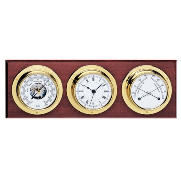 Barigo Clock/Barometer/Thermometer/Hygrometer Brass 85mm with Display