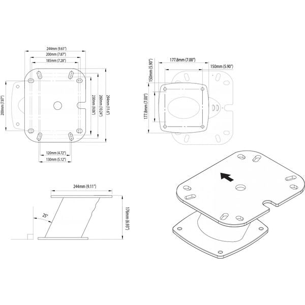 Scanstrut APT6002 Aluminium PowerTower Open Array Mount (150mm)