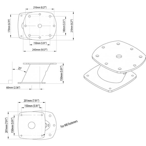 Scanstrut APT6003 Aluminium PowerTower Open Array Mount (150mm)