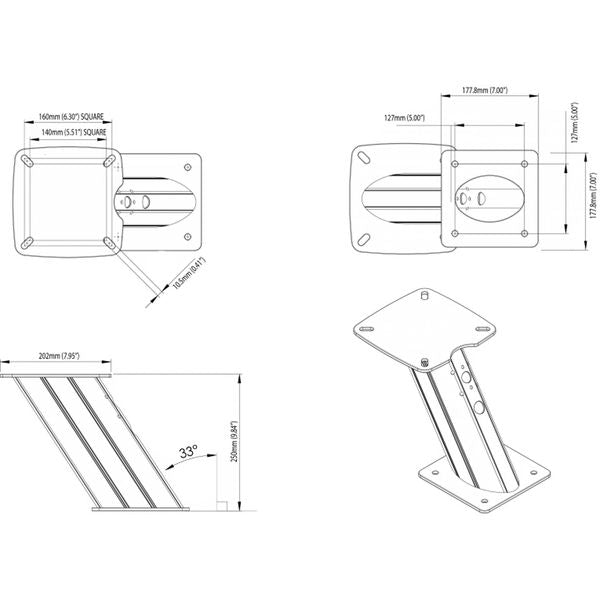 Scanstrut APT-F-250-02 Aluminium PowerTower Mount (Forward 250mm)