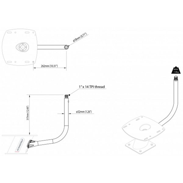 Scanstrut APT-GPS-01 Central GPS / VHF Antenna Bar for PowerTower