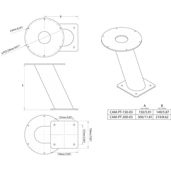 Scanstrut CAM-PT-150-03 Camera Mount for Aluminium PowerTower (150mm)