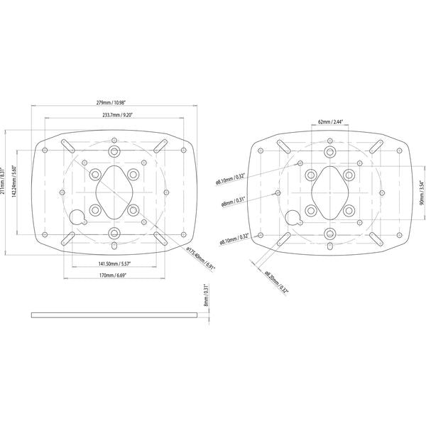 Scanstrut DPT-S-PLATE-01 Satcom Mounting Plate for PowerTower