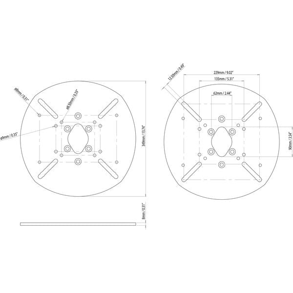 Scanstrut DPT-S-PLATE-02 Satcom Mounting Plate for PowerTower