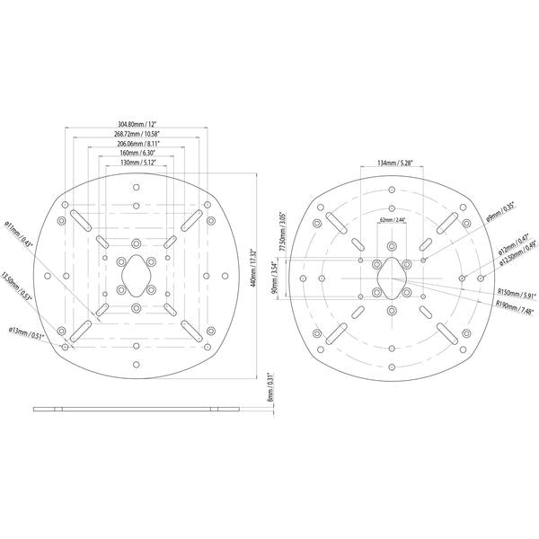 Scanstrut DPT-S-PLATE-03 Satcom Mounting Plate for PowerTower