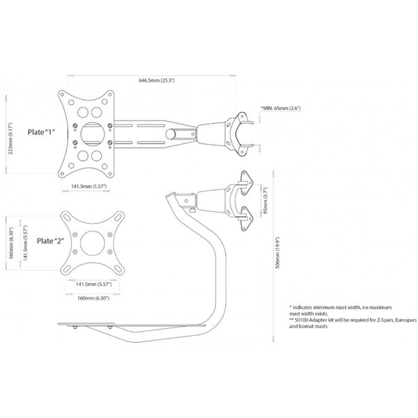 Scanstrut LMM-2 Mast-Leveller Radar Mount (Furuno)