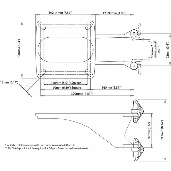 Scanstrut SC18 Mast Mount for Radars (Small / Furuno & JRC)