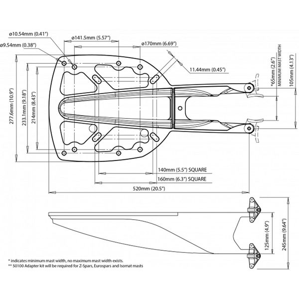 Scanstrut SC21 Mast Mount for Radars (X-Large, Furuno Simrad Lowrance)