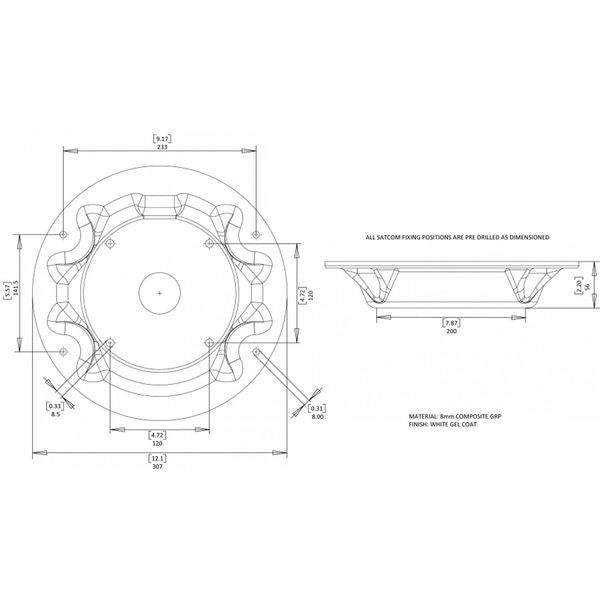 Scanstrut SC35 Satcom Antenna Mount for KVH Intellian Raymarine SeaTel